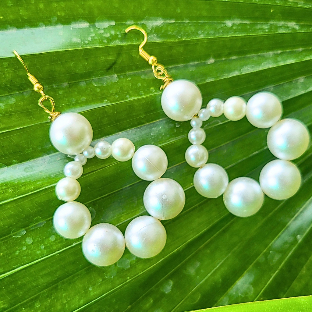 Chic White Pearl Earrings with Fish Hook