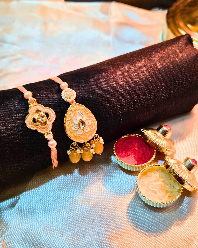 Peach Lotus Lumba Rakhi