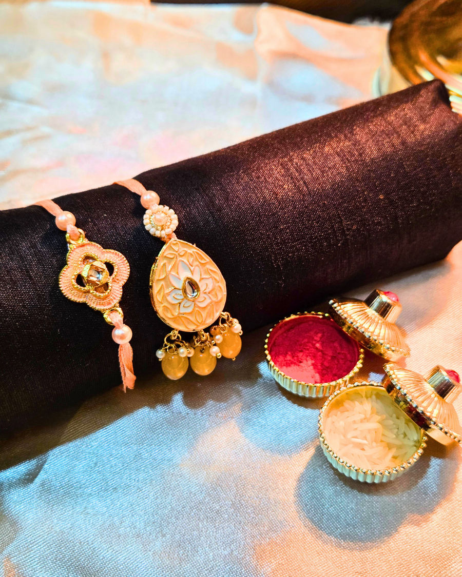Peach Lotus Lumba Rakhi