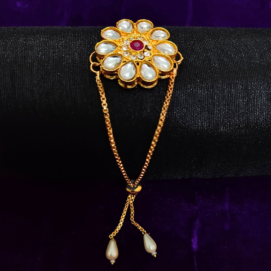 Flower Kundan Chain Bracelet