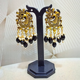 Mor studded jhumkas