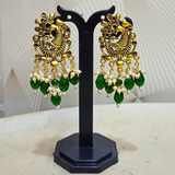 Mor studded jhumkas