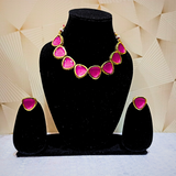 kundan choker rani pink