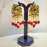 Mor studded jhumkas