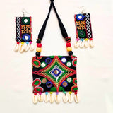 multicoloured fabric neckpiece