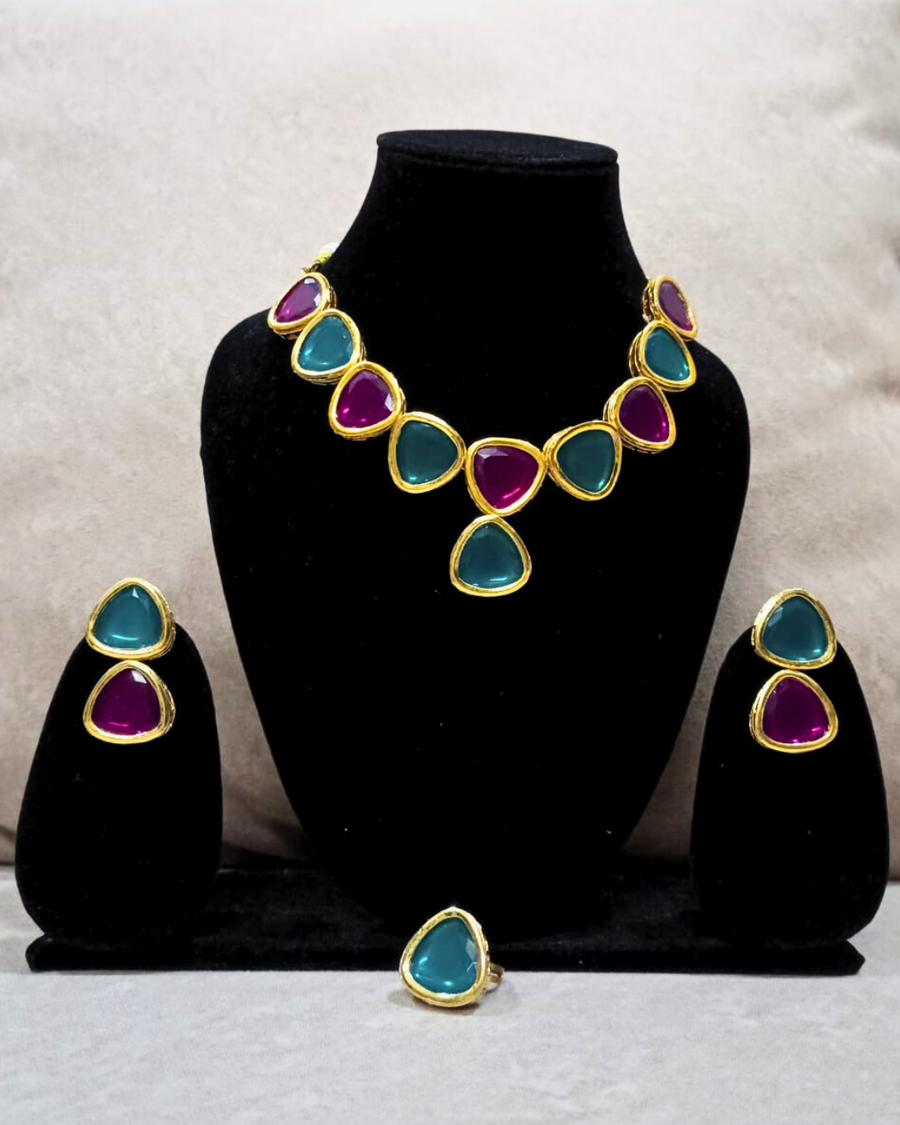 multicolor kundan set