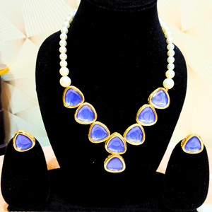 navy blue kundan set