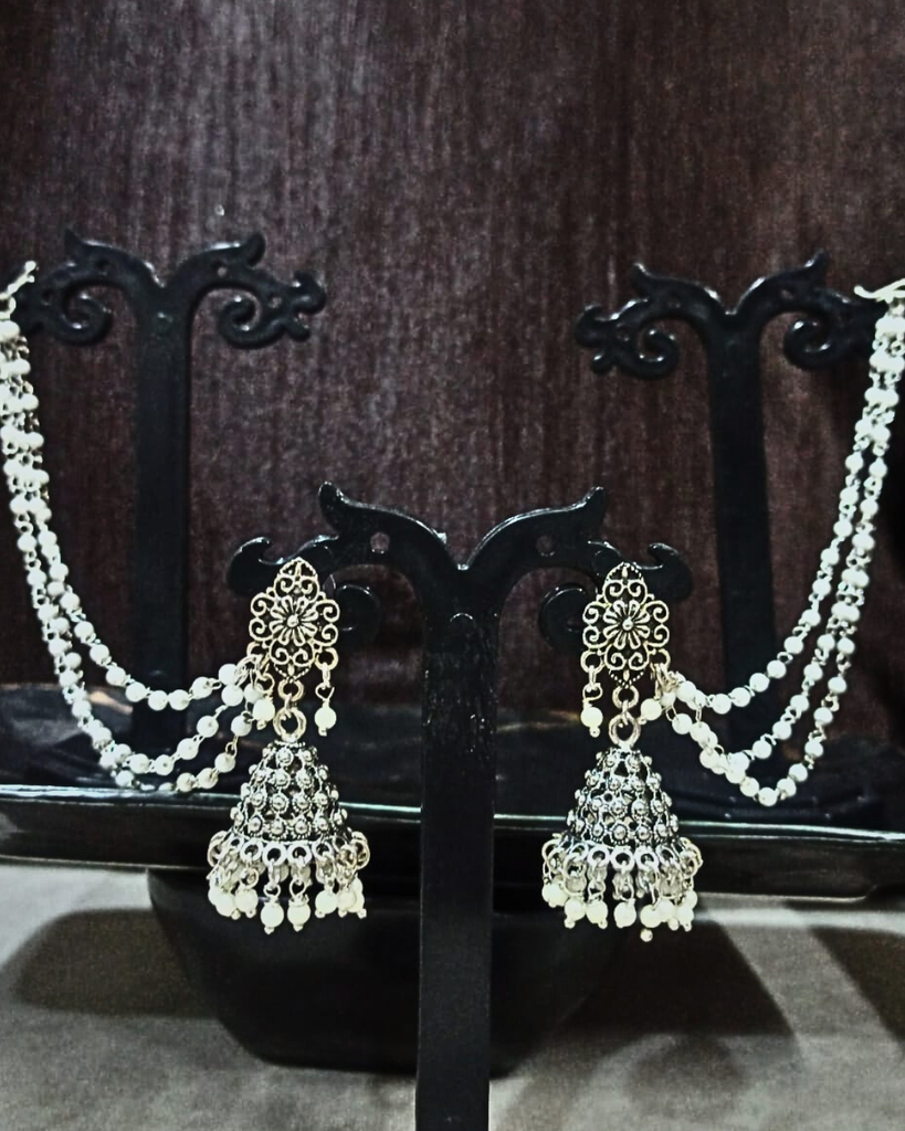 silver chandelier earring